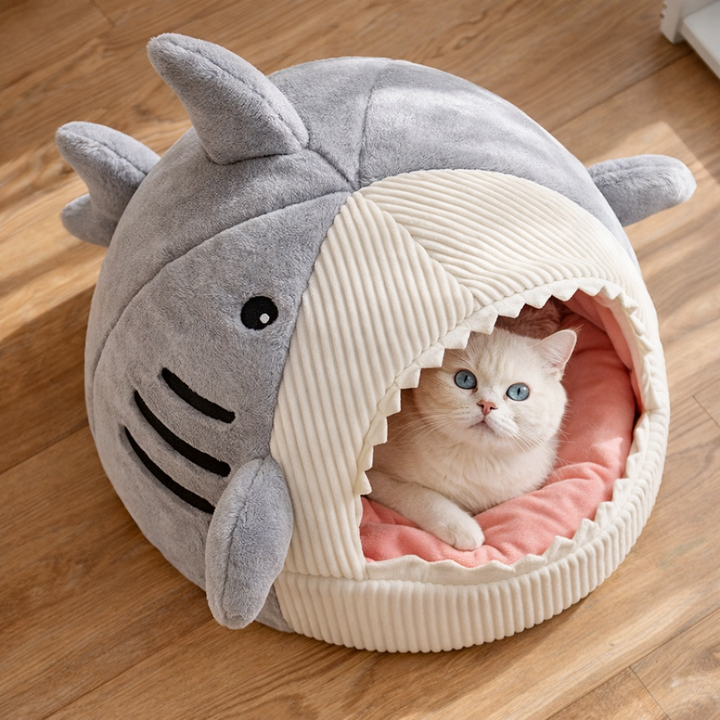 Plush Shark Pet Bed